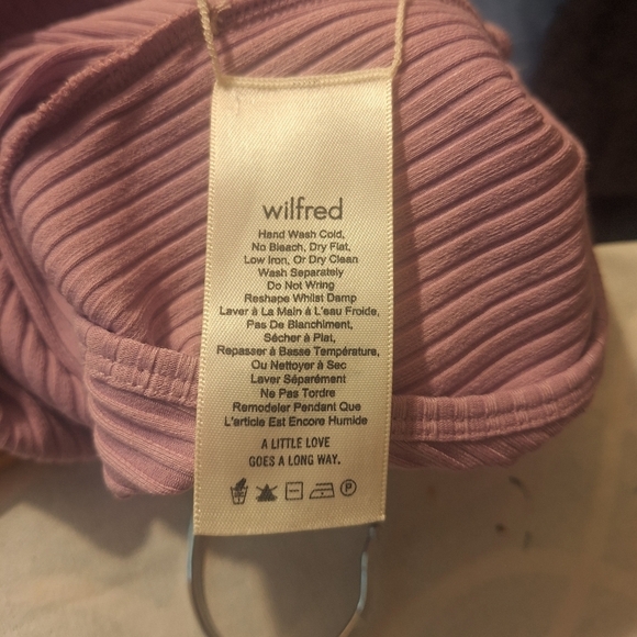 Aritzia Wilfred Annecy Ribbed Thong Spaghetti Strap Bodysuit lavender SZ S - Picture 8 of 9